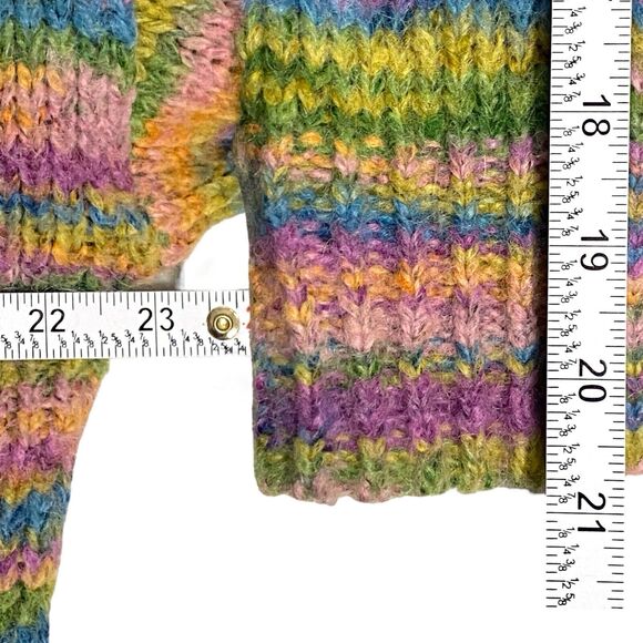Rainbow Space Dye Wool Blend Sweater Womens XL Cozycore Cabincore Cottage Retro - Picture 7 of 8